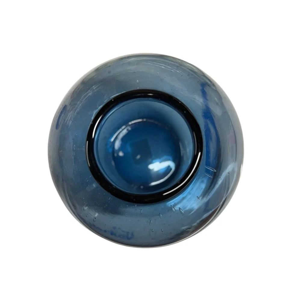 Pier 1 Decorative Vase Blue Glass Bottle Unique Shape Home Decor 11